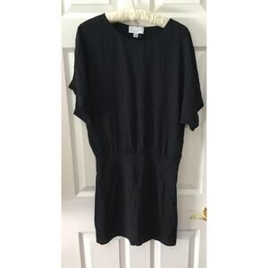 New Adam Lippes Black Silk Dolman Sleeves Drop Waist Dress Size 0 side zip USA